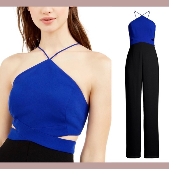 NWT Aidan by‎ Aidan Mattox [ 14 ] Cutout Colorblock Crepe Jumpsuit - Picture 3 of 12